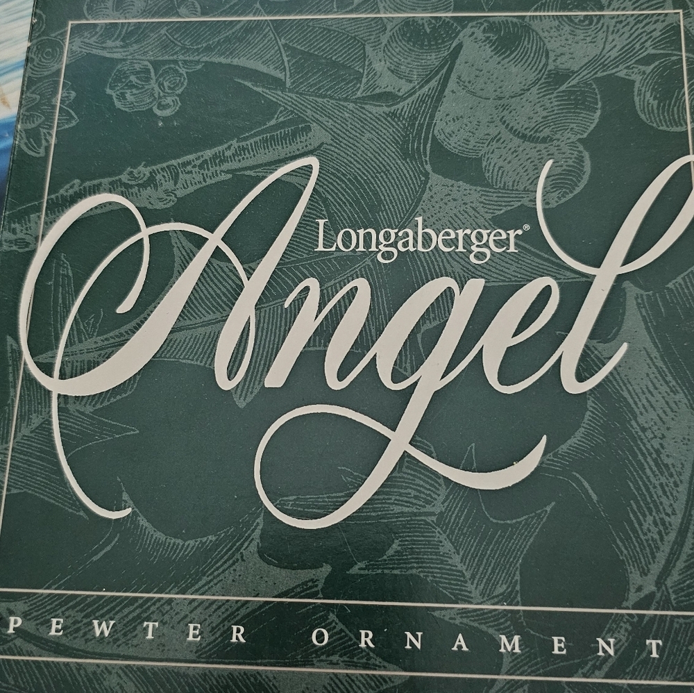 Longaberger Pewter Angel Ornament in Green Boxset Set Of 4